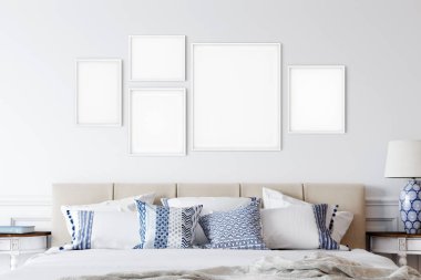 Çerçeve modeli. Sahil İskandinav iç mimarisi. 3d görüntüleme, 3d illüstrasyon