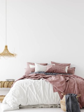 Duvar modeli. Sahil İskandinav iç mimarisi. 3d görüntüleme, 3d illüstrasyon