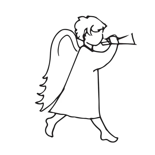 Ангел симпатичный маленький человек, чтобы сыграть трюмпета — стоковый вектор