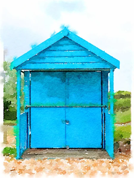DW blue beach хатини — стокове фото