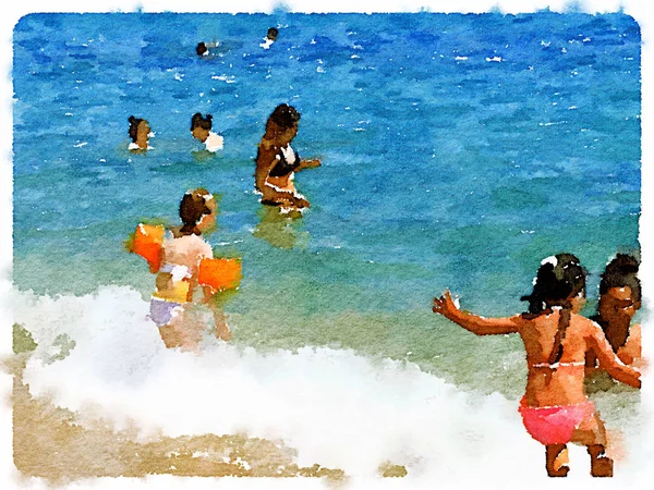 DW Swimmers in sea — Stock Photo, Image