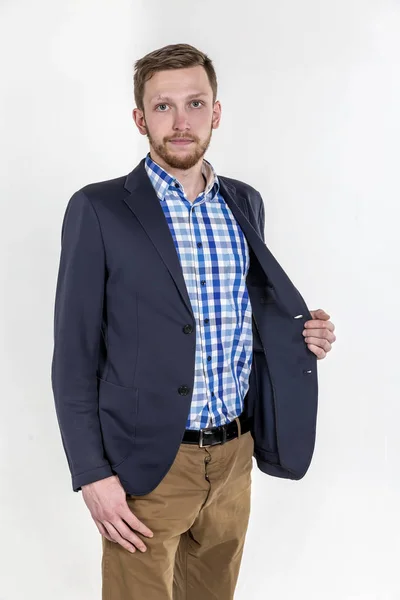 Young handsome man with a beard and a scar — Stock Photo, Image