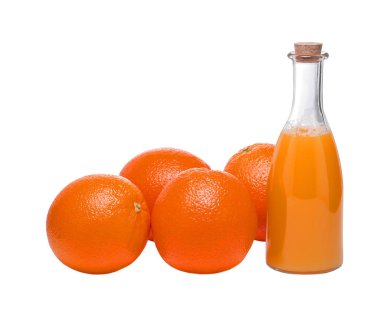 Güzel taze portakal ve mutfak eşyaları, beyaz izole