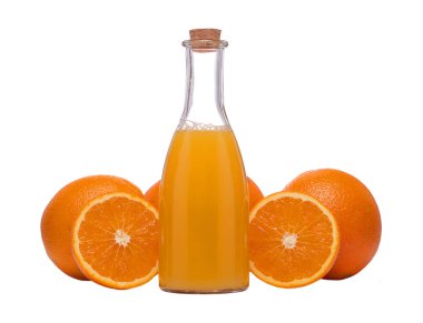 Güzel taze portakal ve mutfak eşyaları, beyaz izole