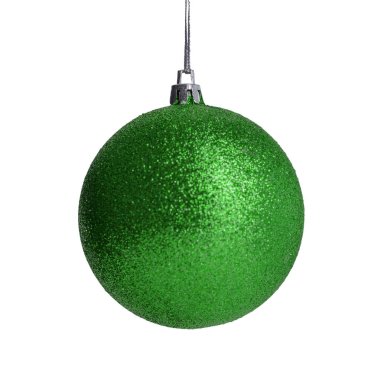Beyaz arka plan üzerinde izole yeşil parlak Noel top.