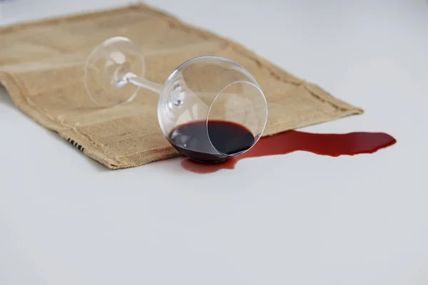 Tumbled Glass Goblet Table Pours Out Red Wine Concept — Stock Photo, Image
