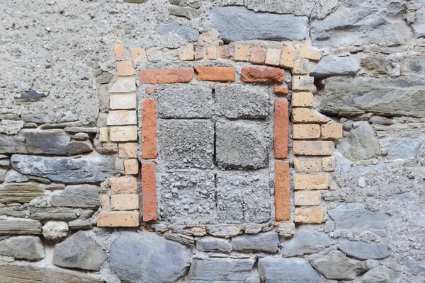 Fragment Vieux Mur Briques Avec Des Couches Culturelles Élément Cadre — Photo