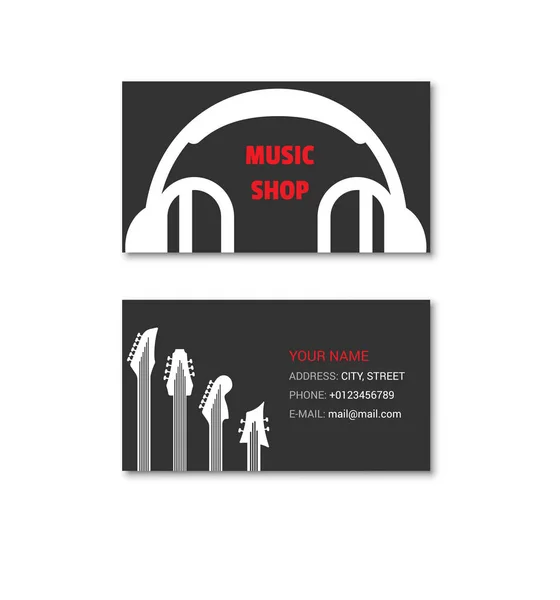Simple business card of music shop — Stock Vector