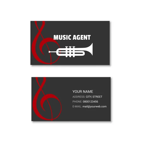 Tarjeta de visita simple de agente de música — Vector de stock