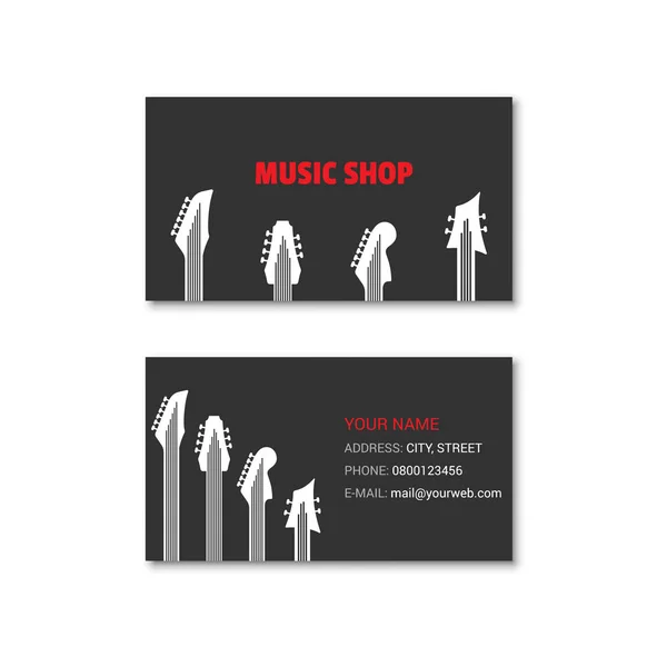 Simple business card of music shop — Stock Vector