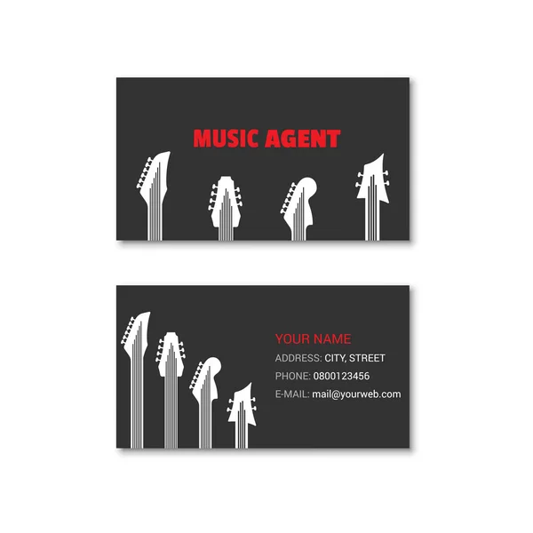 Tarjeta de visita simple de agente de música — Vector de stock