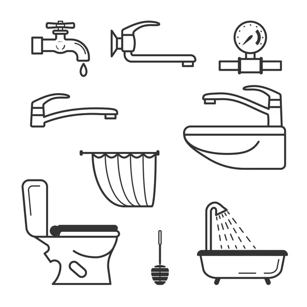 Reihe von Sanitär-Symbolen — Stockvektor