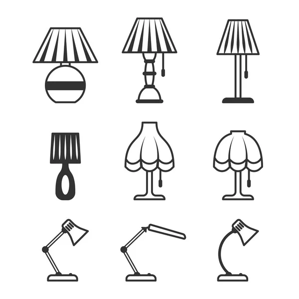 Ensemble d'icônes de lampe de table — Image vectorielle