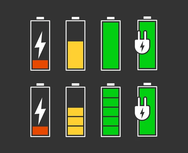 Battery charging icon set. — Stock Vector