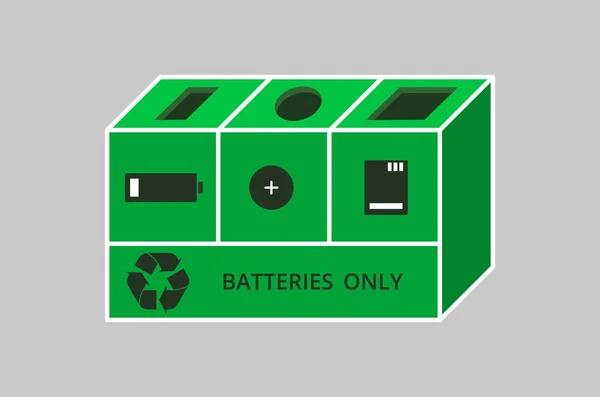 Boîte à ordures pour le recyclage des piles — Image vectorielle