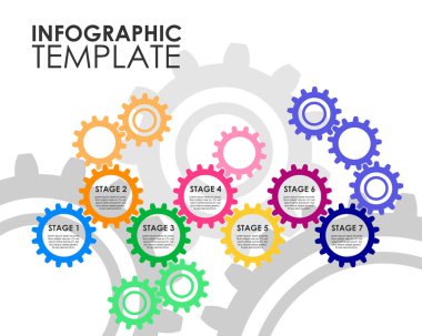 Gears'ı zincir infografic şablonu.