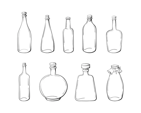 Botellas de boceto . — Vector de stock