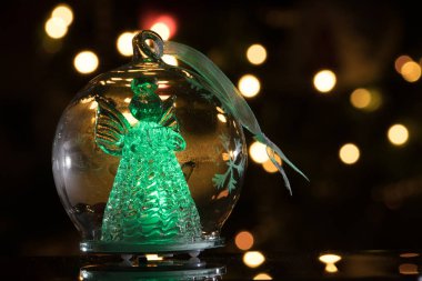 Cam ampul, yumuşak Böke Noel ışıklı melek şekilde aydınlatılmış