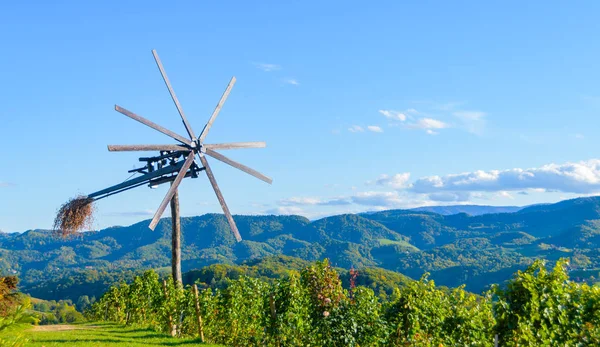 Klopotec, authentic traditional windmill slovenian wine road and local attraction unique to Slovenia — Stock Photo, Image