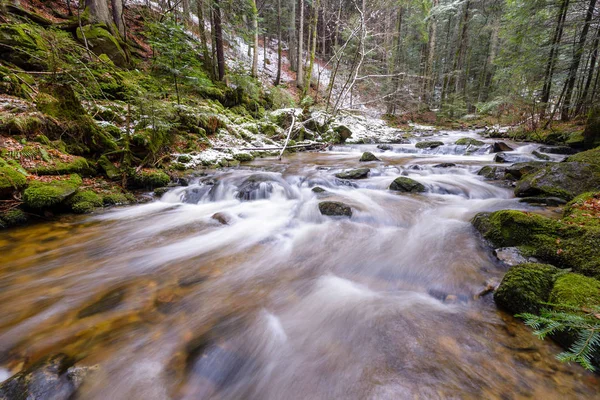 Dağ nehir, dere, dere geç sonbaharda, kar, vintgar gorge, Slovenya ile erken kış Rapids'de ile