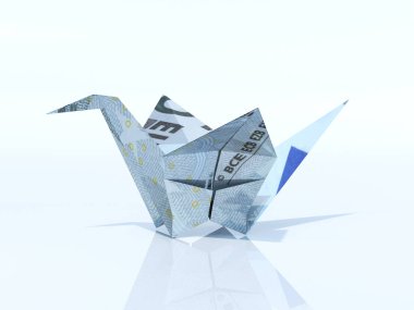 3D render kağıt para kuş