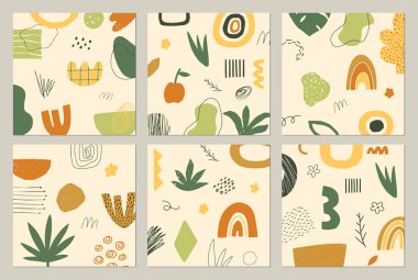 Soyut vektör karalaması çiçek arkaplanı. Çağdaş biçimde el çizimi şekiller, nesneler ve dokular.