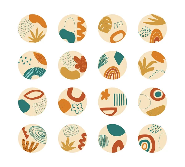 Conjunto de plantillas abstractas de collage dibujadas a mano vectoriales para redes sociales. Objetos de arte contemporáneo, elementos garabatos . — Vector de stock