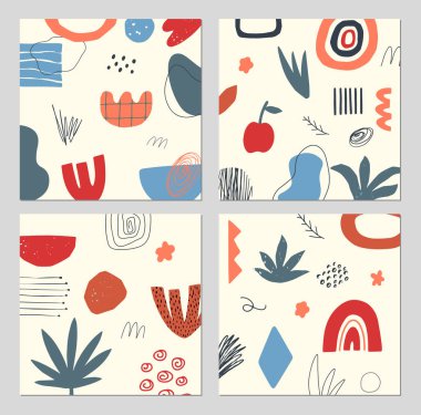 Soyut vektör karalaması çiçek arkaplanı. Çağdaş biçimde el çizimi şekiller, nesneler ve dokular.