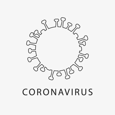 Beyaz arkaplanda izole edilmiş Coronavirus vektör ana hatları simgesi. 