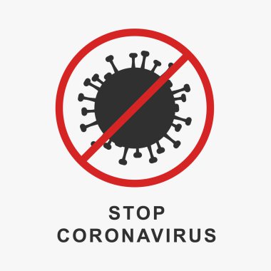 Beyaz arkaplanda dur işareti olan koronavirüs vektör simgesini durdur.
