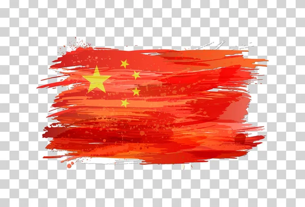 Vektor Flagge Aus China Mit Bunten Spritzern Auf Transparentem Hintergrund — Stockvektor