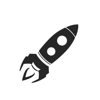 Vektör Roket Simgesi Beyaz Arka Plan üzerinde yalıtılmış.