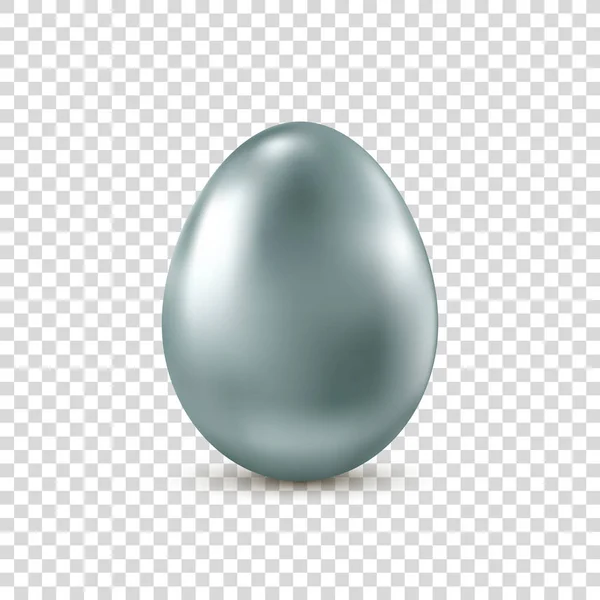 Vettore argento realistico uovo di Pasqua isolato su sfondo trasparente . — Vettoriale Stock