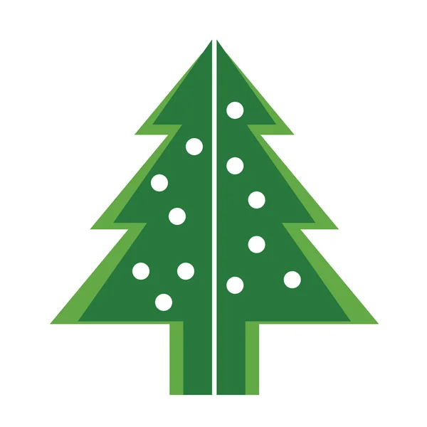 Enkel grön färg julgranar för nyår Gratulationskort presentation. Vektorillustration. — Stock vektor
