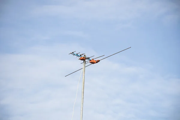 Televisies antennes met heldere hemelachtergrond. — Stockfoto