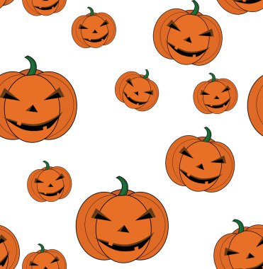 Cadılar Bayramı kartı/duvar kağıdı arka plan için kabak karikatür seamless modeli. Vektör çizim.