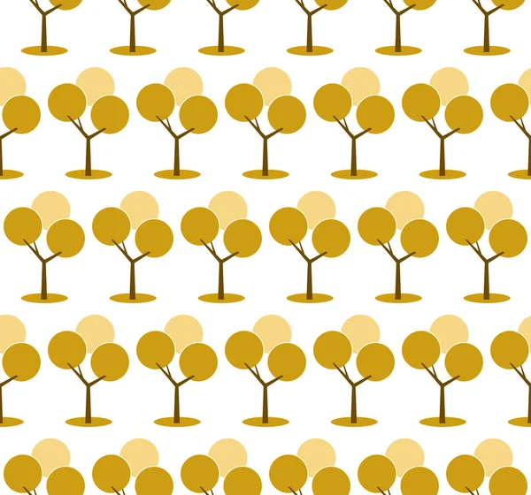 Höstens sömlösa mönster med träd på vit bakgrund. höst gratulationskort tapet. Vektor illustration. — Stock vektor