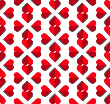 Beyaz arka plan, Sevgililer günü, anneler günü, düğün davetiye kartı grafik illüstrasyon kalp vektör seamless modeli. 