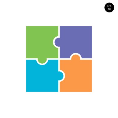 kare bulmaca bölümünde, dört eşit parçaya, bir kare anahat vektör bölünmüş bir kare