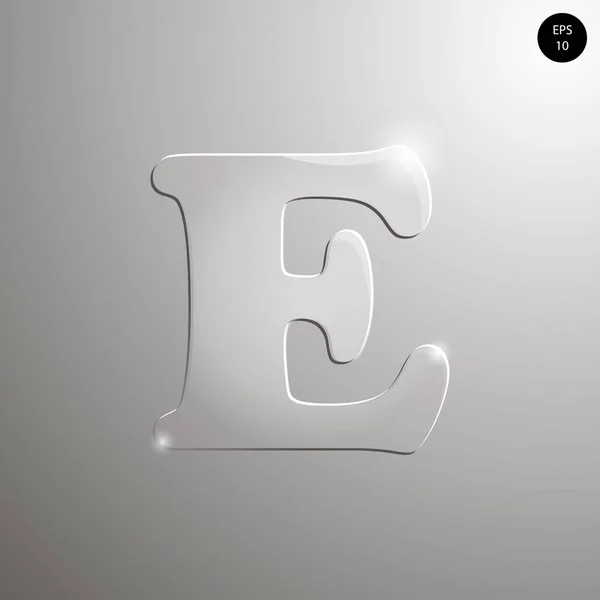 Cam alfabe. Sayılar ve semboller. E harfinin dokulu materials.vector çizimi