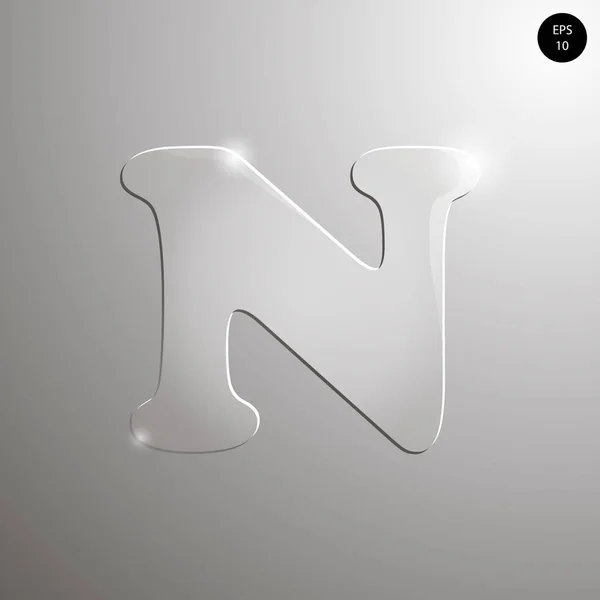 Cam alfabe. Sayılar ve semboller. N harfi dokulu materials.vector çizimi