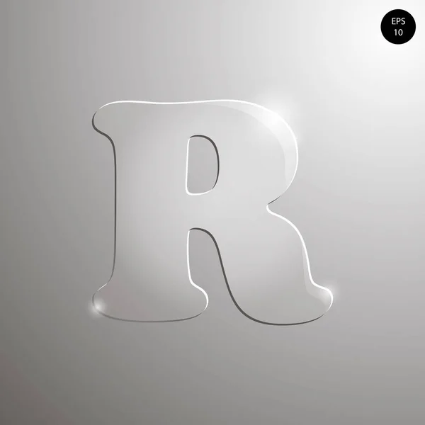 Cam alfabe. Sayılar ve semboller. R harfi dokulu materials.vector çizimi