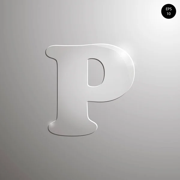 Cam alfabe. Sayılar ve semboller. P harfi dokulu materials.vector çizimi