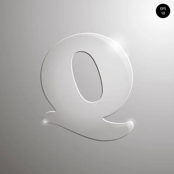 Cam alfabe. Sayılar ve semboller. Harf Q dokulu materials.vector çizimi