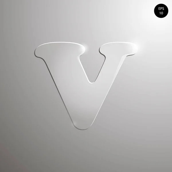 Cam alfabe. Sayılar ve semboller. Harf V dokulu materials.vector çizimi