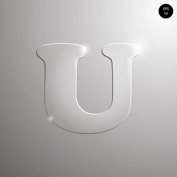 Cam alfabe. Sayılar ve semboller. U harfi dokulu materials.vector çizimi