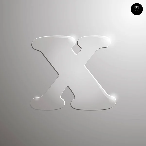 Cam alfabe. Sayılar ve semboller. X harfi dokulu materials.vector çizimi