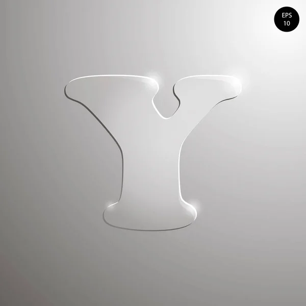 Cam alfabe. Sayılar ve semboller. Y harfi dokulu materials.vector çizimi
