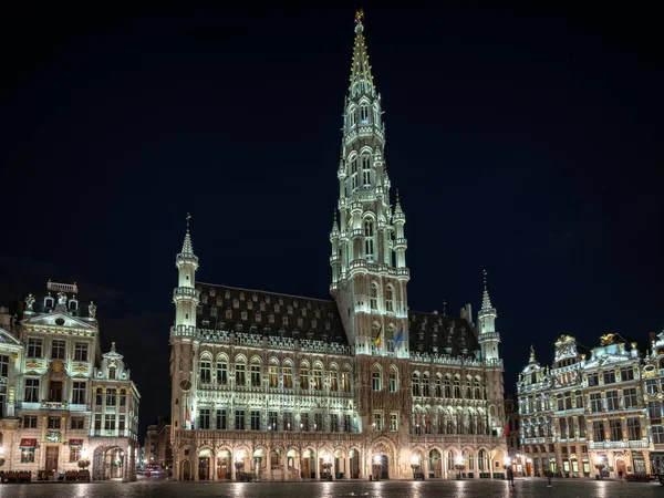 Grand Place Notte Bruxelles Belgio — Foto Stock