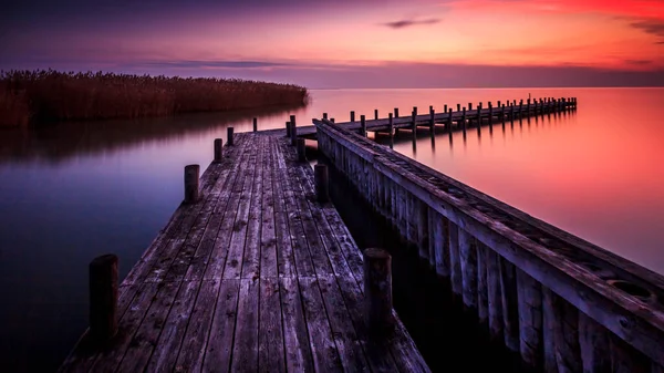 Summer Sunset Lake Neusiedl Burgenland Austria — Stock Photo, Image